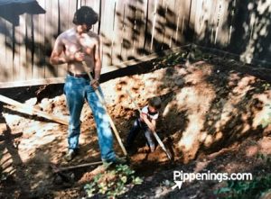 Pippi digging trenches with her dad